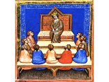 King Solomon teaching proverbs - from a 14th century illuminated Bible
